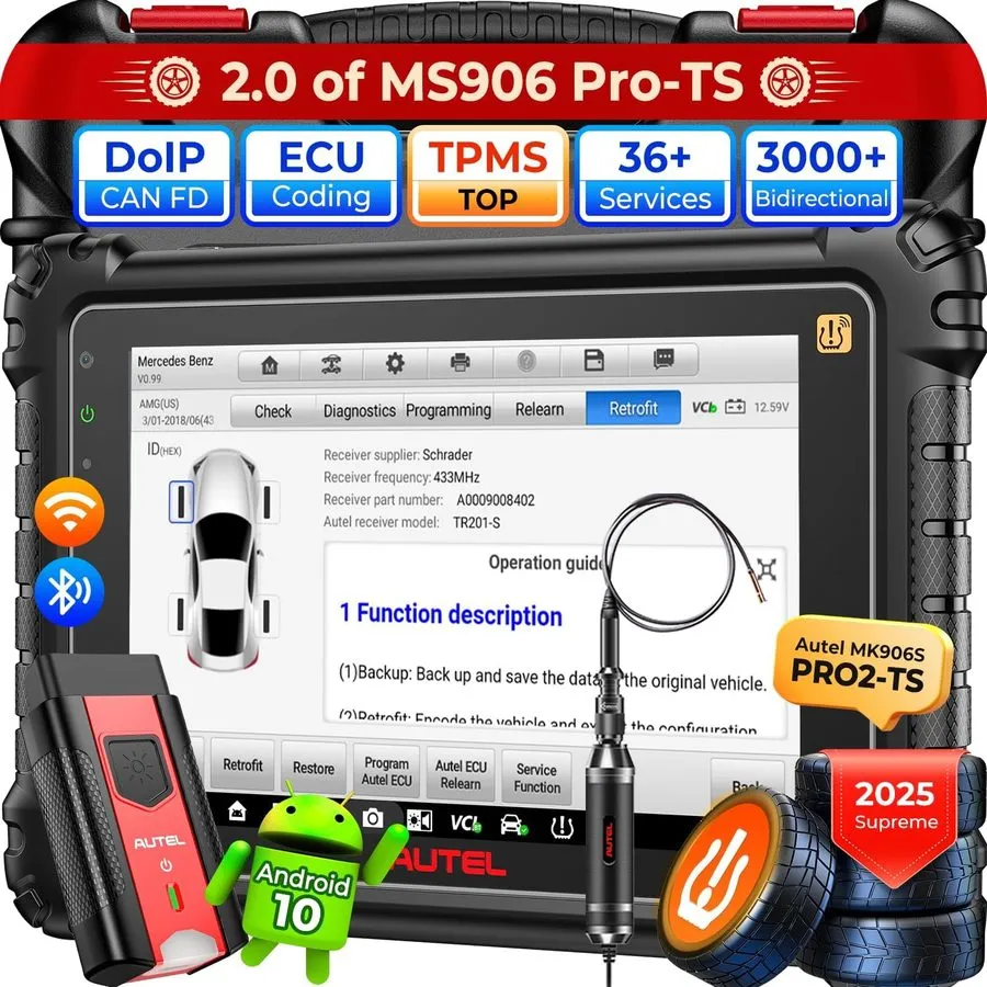 Диагностический сканер Autel Scanner MaxiCOM MK906S PRO2-TS 2025 Multilingual of