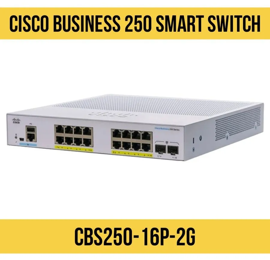Коммутатор Cisco CBS250-16P-2G 16 Ports PoE Gigabit Ethernet Switch