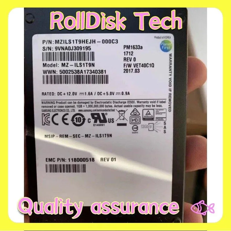 SSD-накопитель Samsung PM1633a 1.92TB SSD EMC SAS 12Gb/s Solid State Drive MZILS