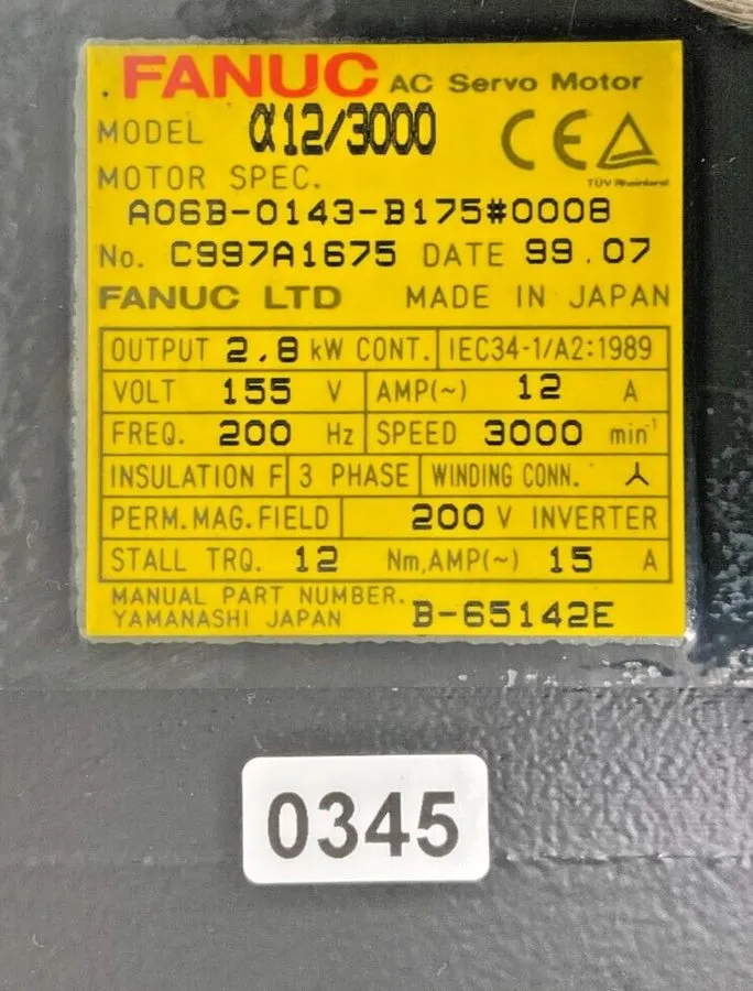 Серводвигатель Fanuc A06B-0143-B175 a12/3000 AC Servo Motor 155 V 2,8 kW A06B (T