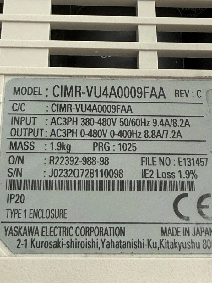Частотный преобразователь CIMR-VU4A0009FAA