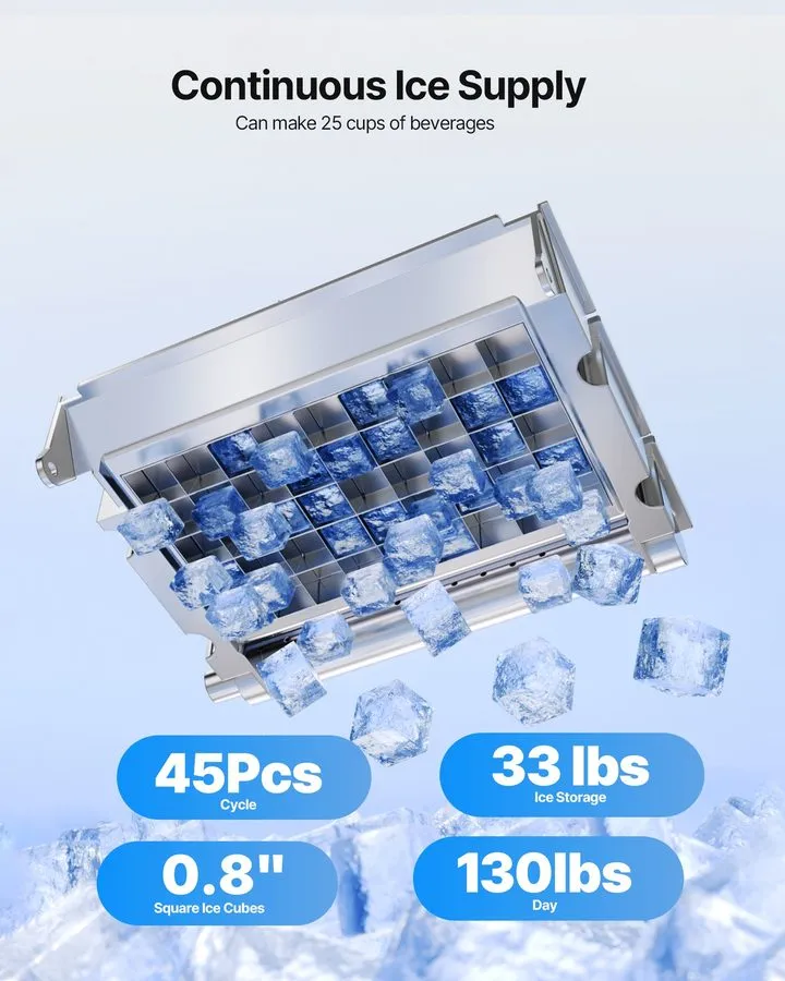 Льдогенератор VEVOR 130Lbs/24H Commercial Ice Maker Built-in Ice Cube Machine W/