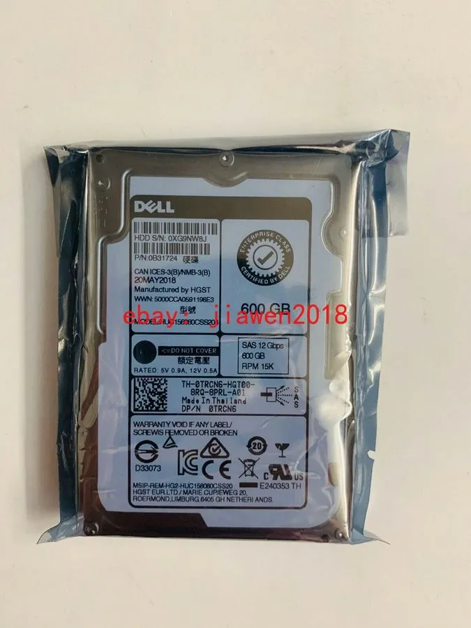 Жёсткий диск Dell TRCN6 0TRCN6 600GB 15K SAS 2.5" 12Gb/s HDD Hard Drive HUC15606