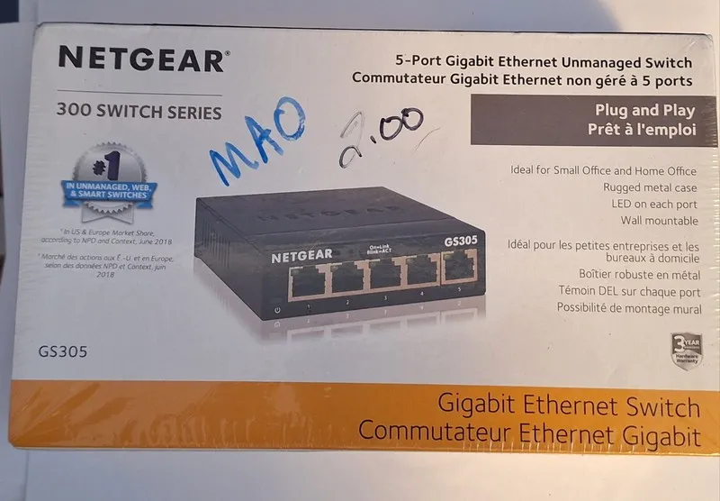 Коммутатор NETGEAR GS305300PAS 5 Port Gigabit Ethernet Unmanaged Switch