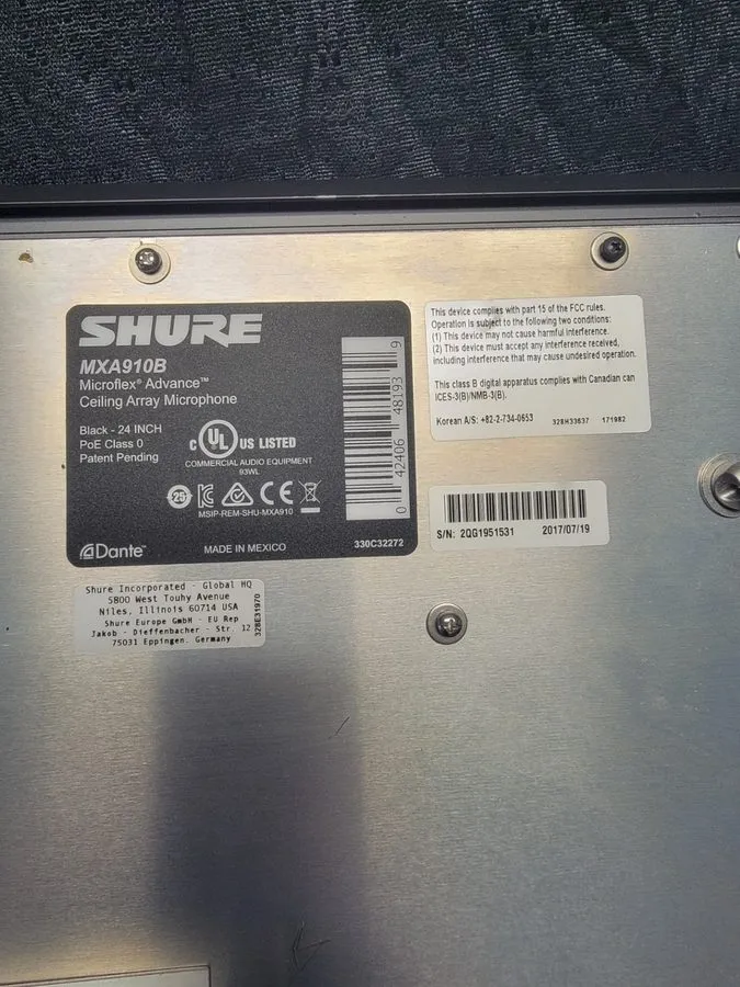 Микрофон Shure MXA910B Ceiling Array Microphone, Black — фото лота 2