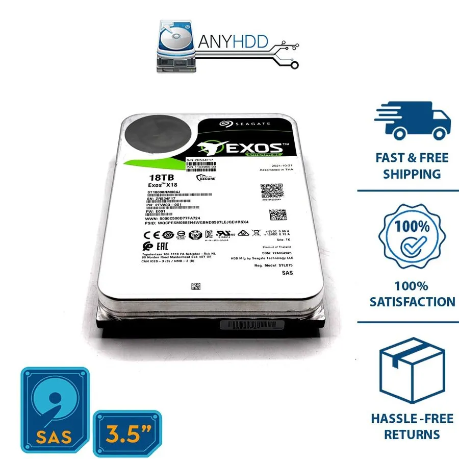 Жёсткий диск ST18000NM004J Seagate Exos X18 3.5" 18TB SAS 12Gb 7.2K Enterprise H