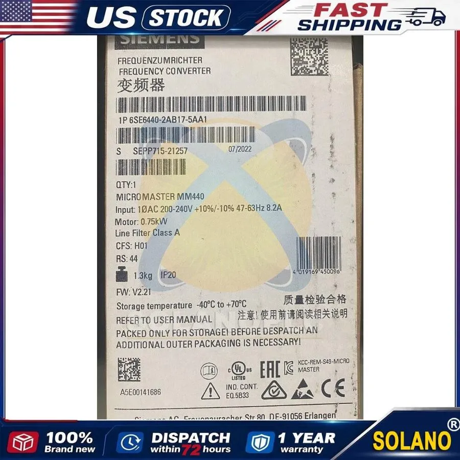 Частотный преобразователь Siemens 6SE6440-2AB17-5AA1 MICROMASTER440 without filt