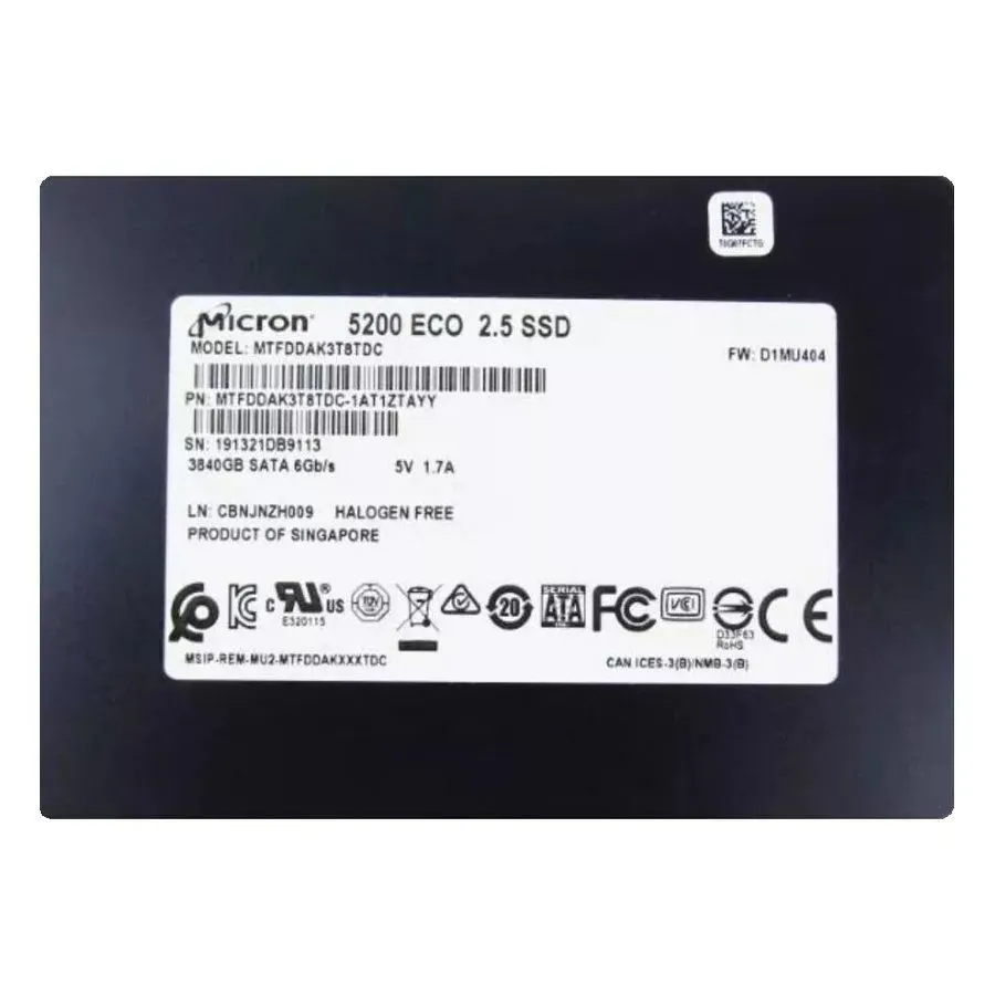 SSD-накопитель Micron 5200 ECO 3.84TB SSD SATA 6Gb/s Solid State Drive MTFDDAK3T