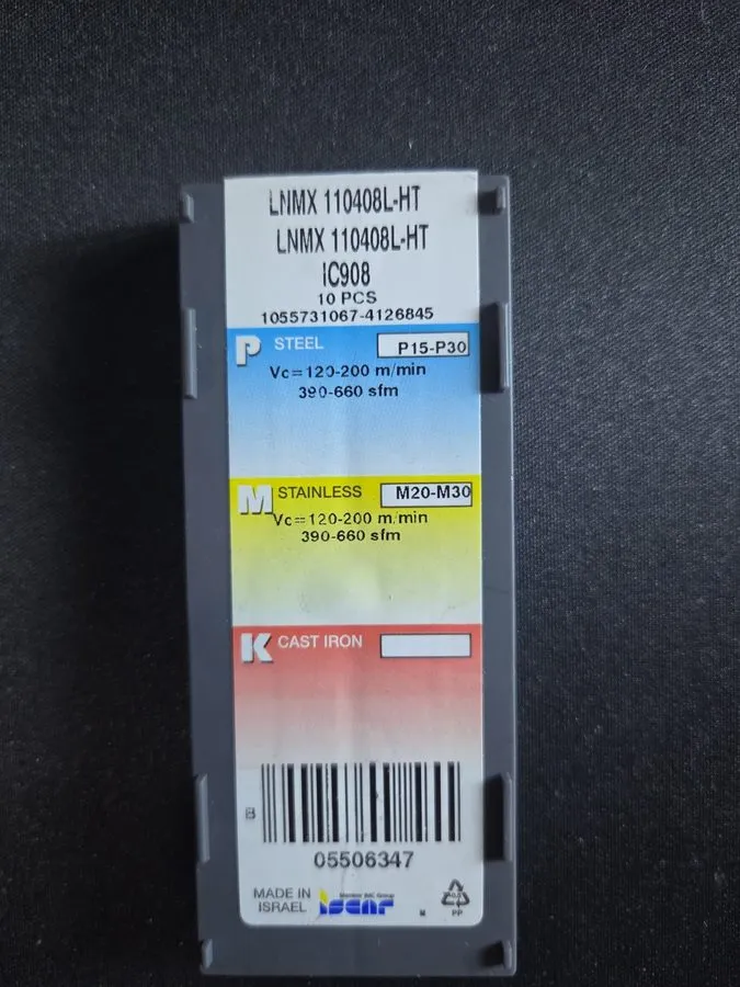 Режущий инструмент Iscar LNMX 110408L-HT IC908 Heliturn Carbide Turning Insert,  — фото лота 1