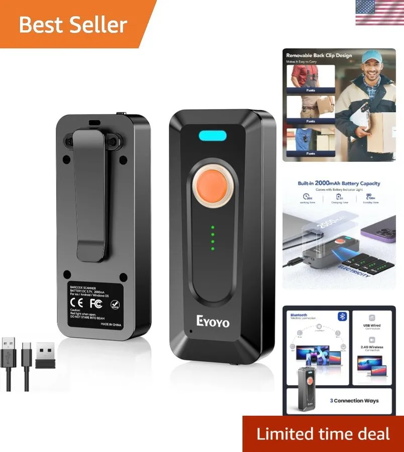 Сканер штрих-кода Wireless Barcode Scanner 2D 1D QR Bluetooth USB 2.4G Handheld 