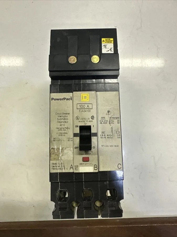 Автоматический выключатель Square D FJA34100 100 Amp 480V 3 Pole Circuit Breaker