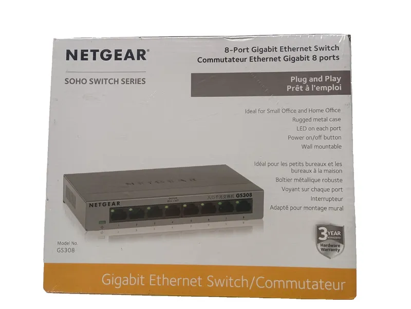 Коммутатор NETGEAR 8-port 10/100/1000mbps Gigabit Ethernet Switch GS308-100PAS