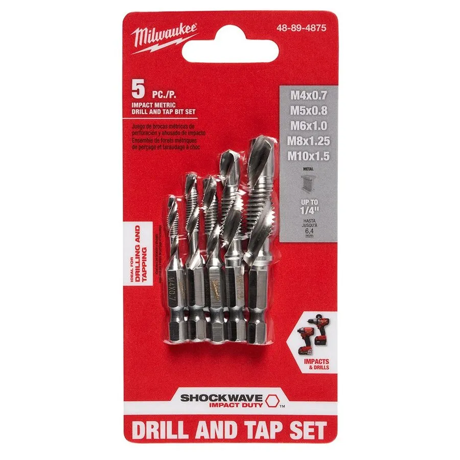 Режущий инструмент Milwaukee SHOCKWAVE Metric Impact Drill Tap Set 48-89-4875