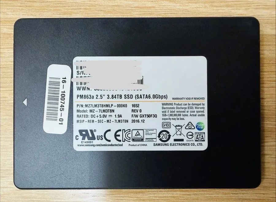 SSD-накопитель Samsung PM863a 3.84TB SATA SSD 6Gbps 2.5in 90% Health- MZ7LM3T8HM — фото лота 1