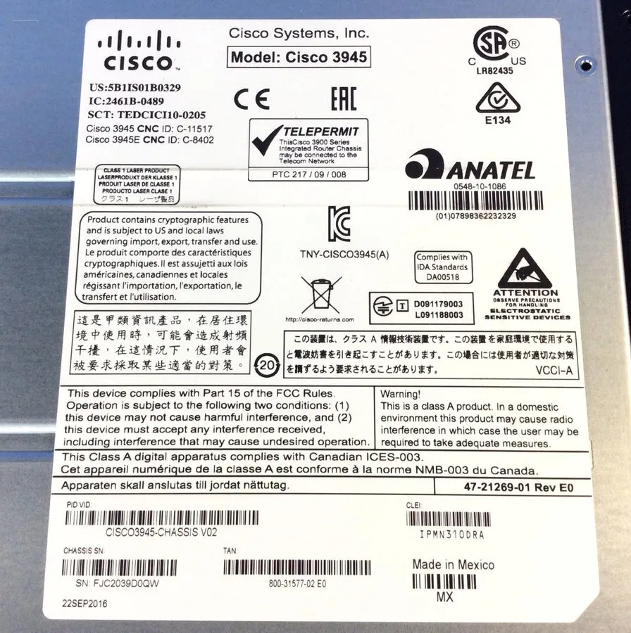 Маршрутизатор Cisco 3900 Series Integrated Service Router C3900-SPE250/K9 — фото лота 2