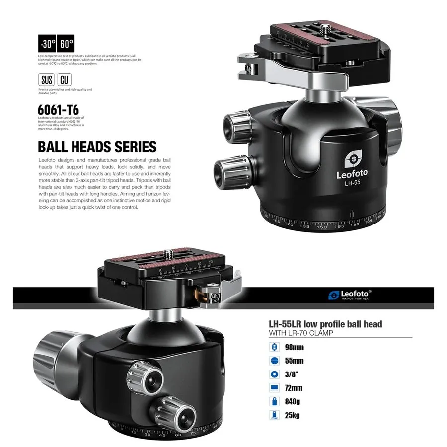 Оборудование видеонаблюдения Leofoto LM-362C Short CF Tripod with 75mm Bowl and 