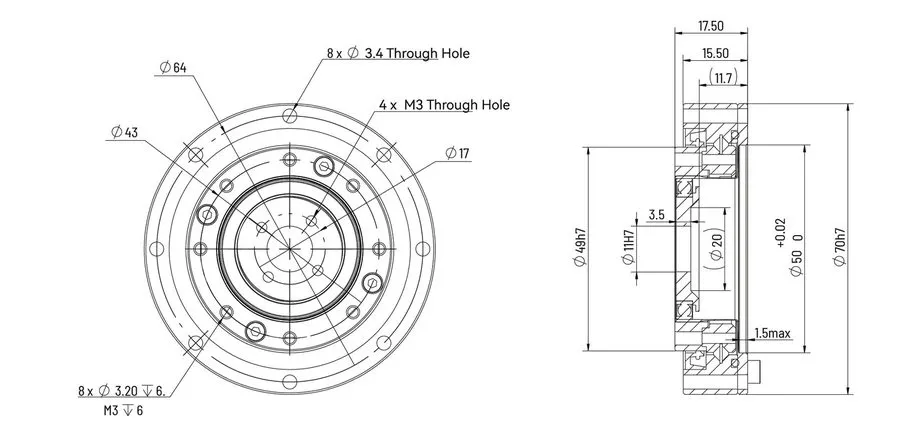 Робот HD Mini-14 70mm Harmonic Drive Gear Ratio 50:1 Strain Wave Gear Reducer — фото лота 1