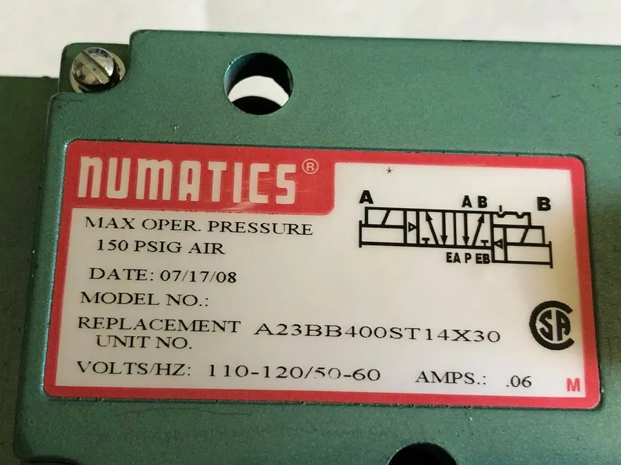 Электромагнитный клапан Numatics, A23BB400ST14X30, Pneumatic Solenoid Valve 150p