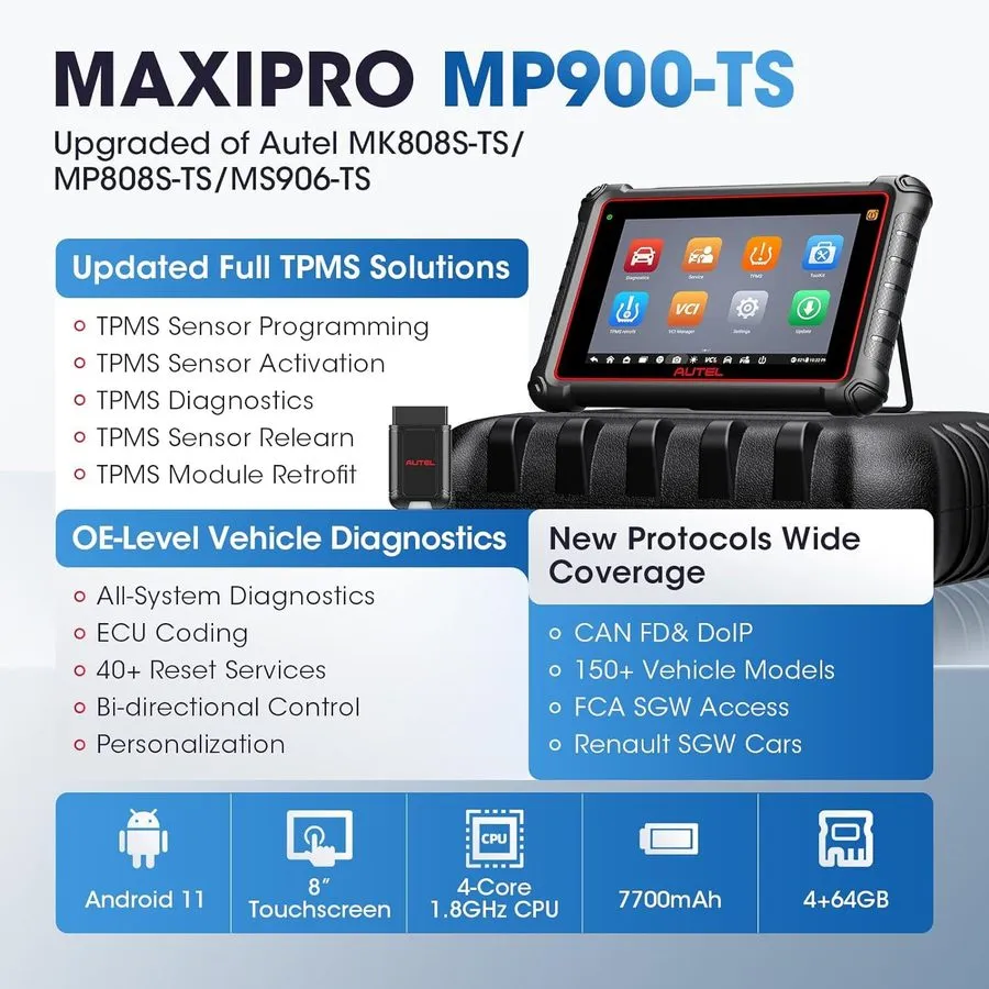 Диагностический сканер Autel Maxisys MP900-TS PRO Key Coding Full TPMS Car Diagn