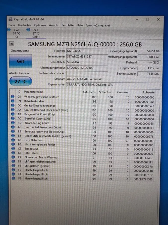 SSD-накопитель Mixed Samsung PM871b 256GB Solid State Drive SATA 2.5" MZ-7LN256C