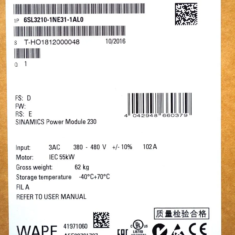 Частотный преобразователь Siemens 6SL3210-1NE31-1AL0 Sinamics Power Module PM230 — фото лота 1