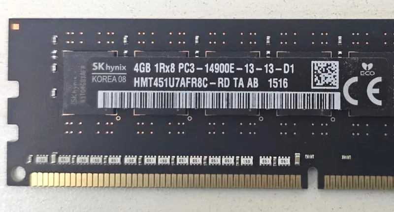 Модуль памяти SK Hynix 4GB DDR3 ECC UDIMM PC3-14900E 1866MHz Server RAM HMT451U7