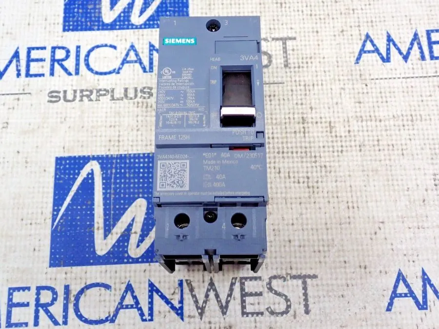 Автоматический выключатель Siemens 3VA4140-6ED24-0AA0 40 Amp 600Y/347V 2 Pole Ci