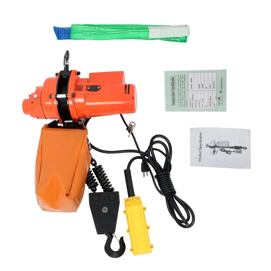 Таль 110V 2200LBS/1 Ton Electric Chain Hoist Single Phase Hoist Crane 10FT Chain