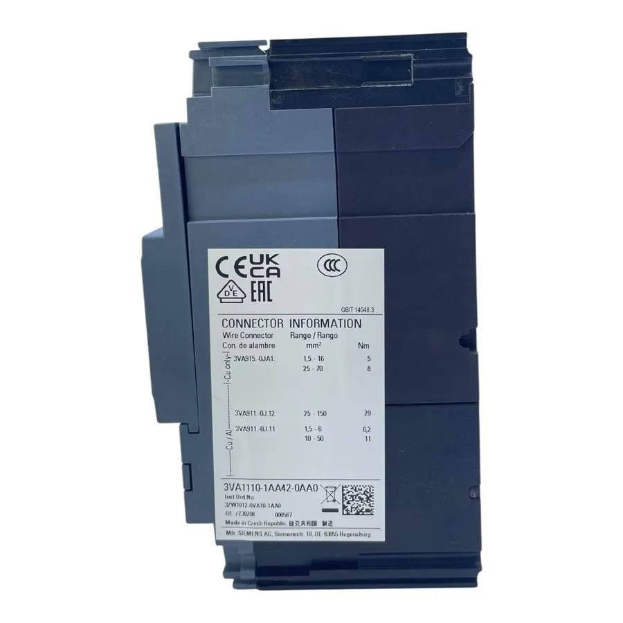 Автоматический выключатель Siemens Circuit Breaker 160A 3VA1110-1AA42-0AA0 3-Pol — фото лота 2