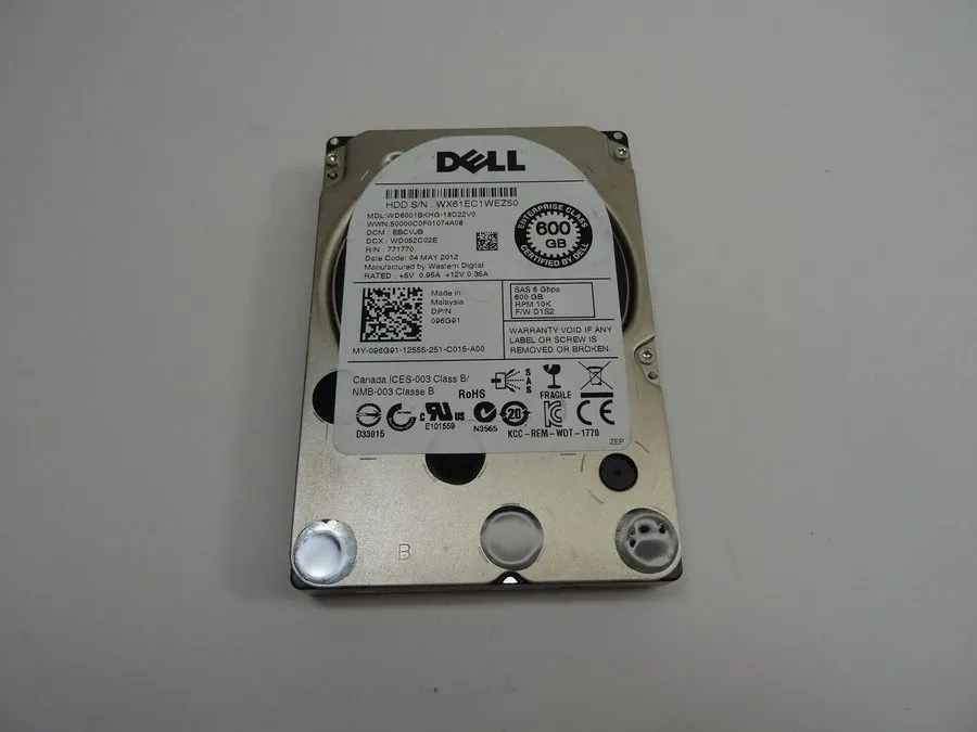 Сервер 096G91 Dell ENTERPRISE 600GB 10K RPM 6Gb/s 2.5" SAS SERVER HDD Hard Drive