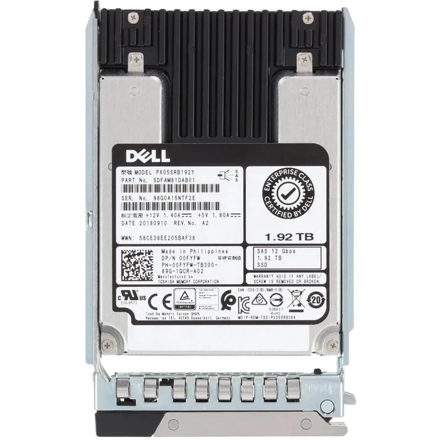 Сервер 00FYFW DELL PX05SRB192Y 1.92TB 2.5" SAS 12G PowerEdge R650 R750 Server SS