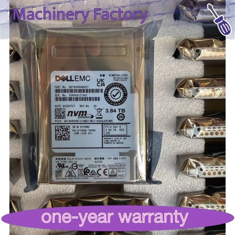 SSD-накопитель 07YDNG 7YDNG 3.84TB SSD CM6 DELL U.3 NVMe Gen4 KCM6FRUL3T84 PCIe 