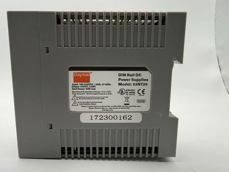 Блок питания DAYTON 33NT20 Power Supply,DIN Rail,50W,24VDC,Plastic