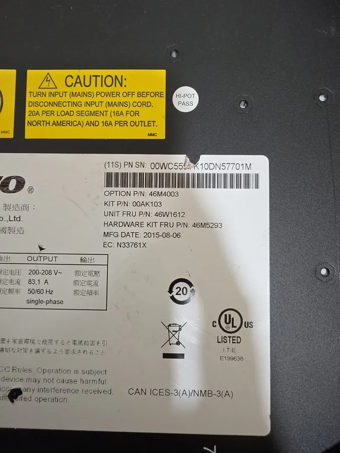 Блок розеток PDU Lenovo 46M4003 Switched Monitored PDU 3-Phase 60A 1U IEC 309 Ma — фото лота 2