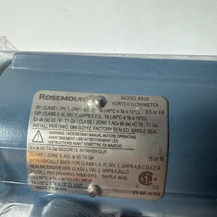 Расходомер Rosemount 8800DF030SA1N1P1KB Vortex Flowmeter 10.79 Pulses/gal Emerso — фото лота 1