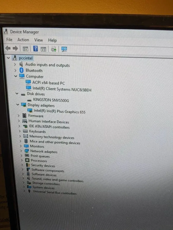 Клавиатура Intel NUC, Intel Core i5-8259U, 8GB RAM, 500GB SSD windows 11 home