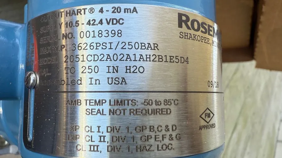 Датчик давления ROSEMOUNT 20512051CD2A02A1AH2B1E5D4 PRESSURE TRANSMITTER HART 4- — фото лота 2
