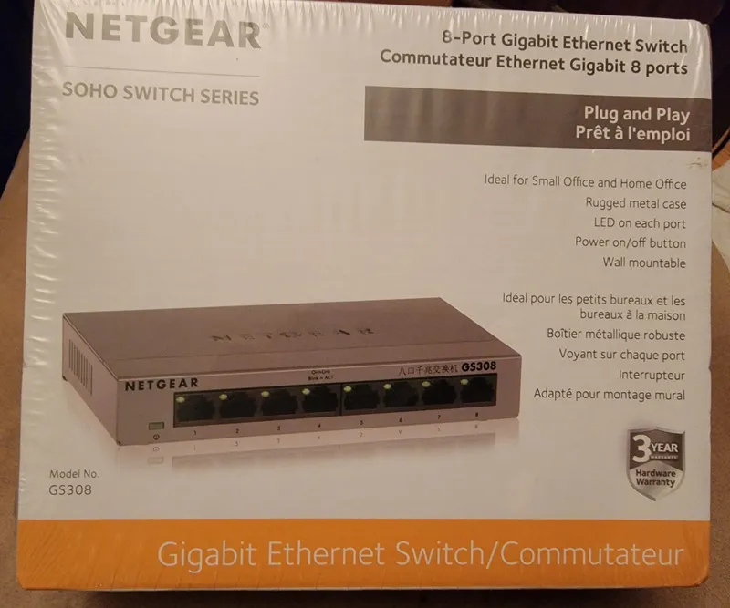 Коммутатор NETGEAR 8-port 10/100/1000mbps Gigabit Ethernet Switch GS308-100PAS