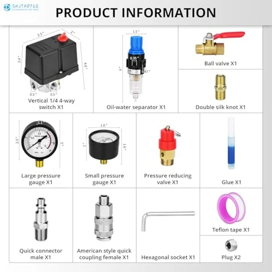 Регулятор давления Air Compressor Pressure Switch with Air Filter Pressure Regul — фото лота 1
