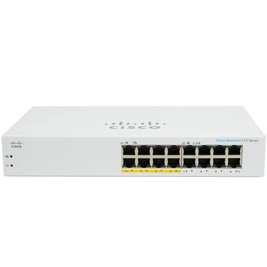 Коммутатор Cisco CBS110-16PP 16-Port Gigabit Unmanaged PoE Switch 8x PoE 64W 1U 