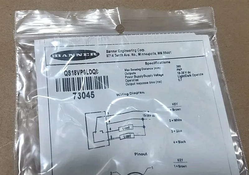 Фотоэлектрический датчик BANNER QS18VP6LDQ8 Photoelectric Sensor 10-30VDC