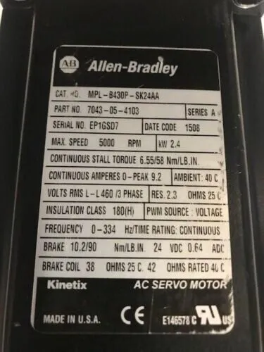 Серводвигатель Allen Bradley MPL-B430P-SK24AA servo motor