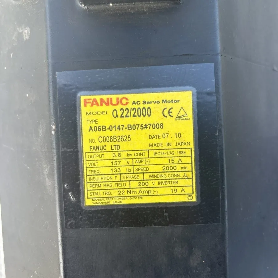 Серводвигатель Fanuc A06B-0147-B675#S000 a22/2000 AC Servo Motor 157 V 3.8 kW A0 — фото лота 1