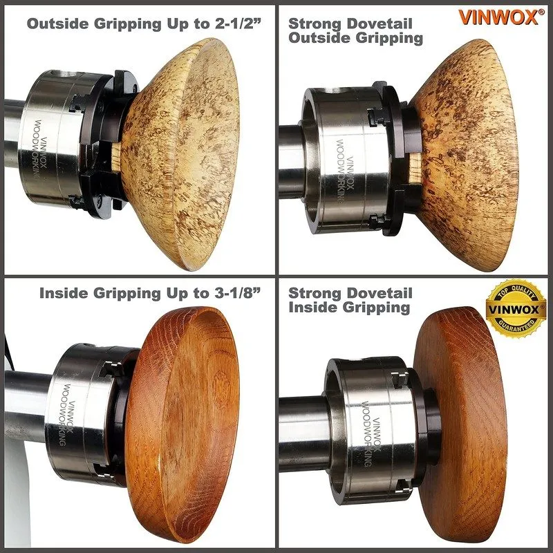Режущий инструмент 3-3/4INCH 4-Jaw Self-Centering Wood Lathe Chuck, 2" Round Jaw — фото лота 2