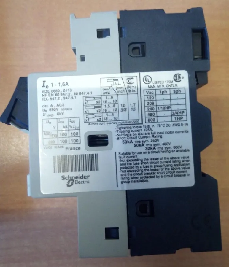 Автоматический выключатель Telemecanique Motor Circuit Breaker GV2-M06 1-1.6A GV