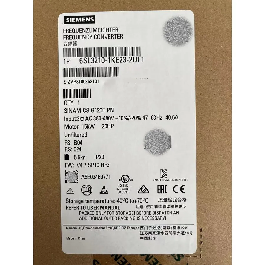 Частотный преобразователь Siemens SINAMICS G120C 15KW Converter 6SL3210-1KE23-2U