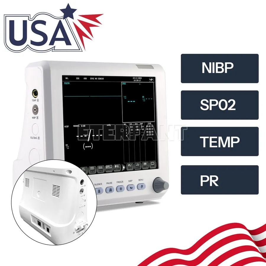 Датчик SpO2 Portable 8" Patient Monitor ICU CCU Vital Sign