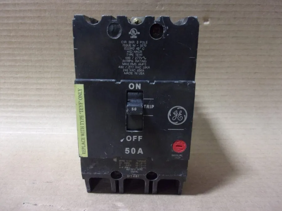 Автоматический выключатель GE General Electric TEY TEYF350 3 Pole 50 Amp 480V Ci