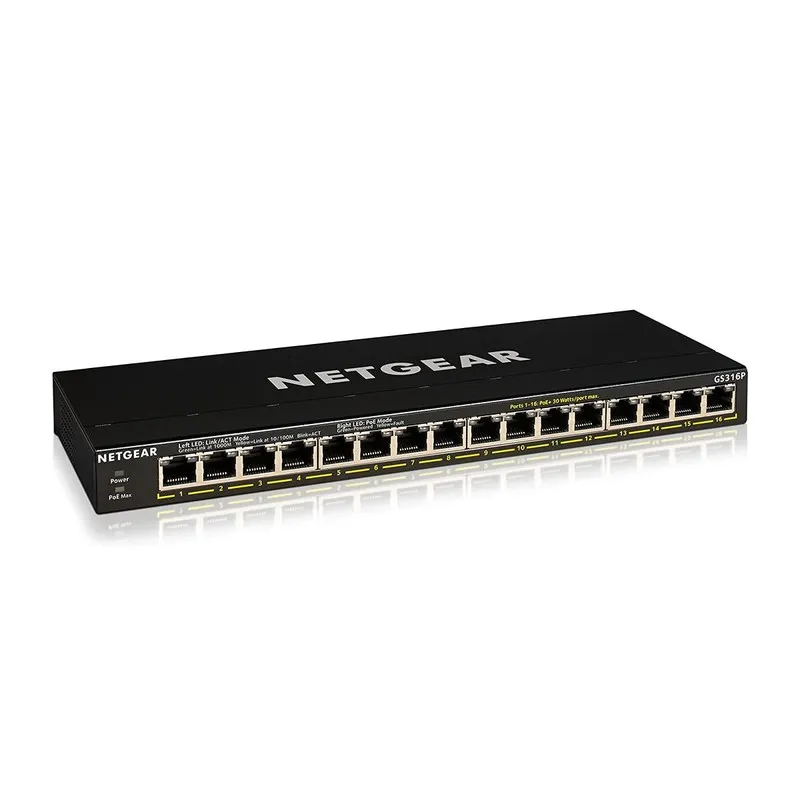 Коммутатор Netgear Switch GS316P 16-Port Gigabit PoE+ Unmanaged 115W FlexPoE