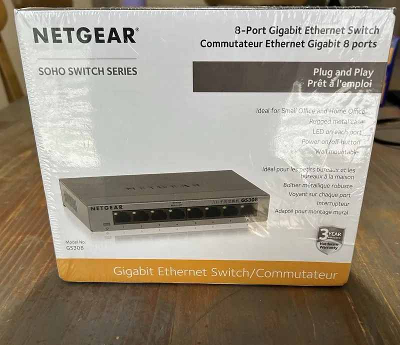 Коммутатор NETGEAR 8-port 10/100/1000mbps Gigabit Ethernet Switch GS308-100PAS